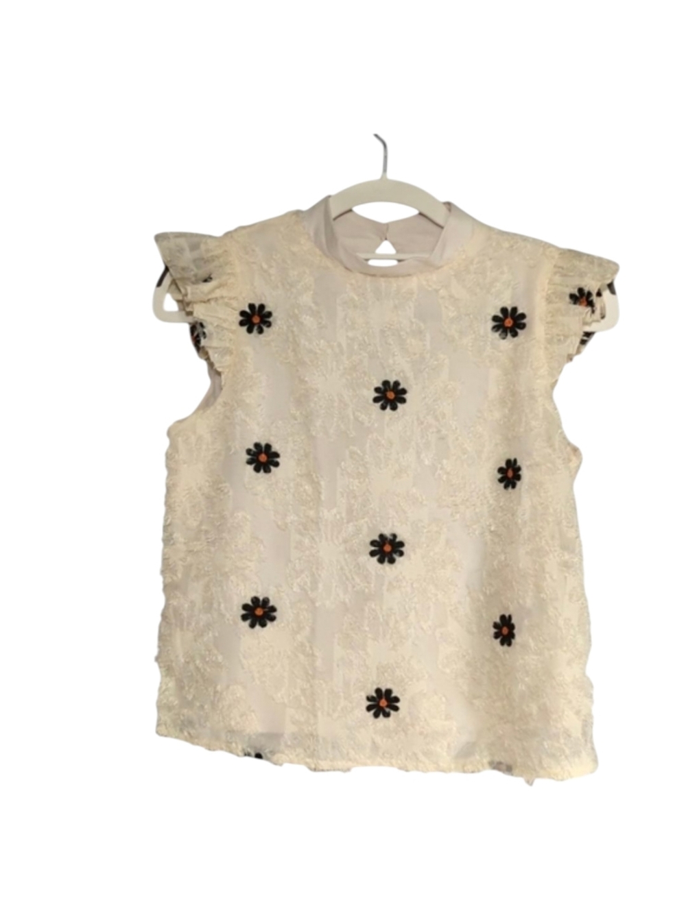SHEIN Teen Years Floral Embroidery Ruffle Trim Top Size 14 Years